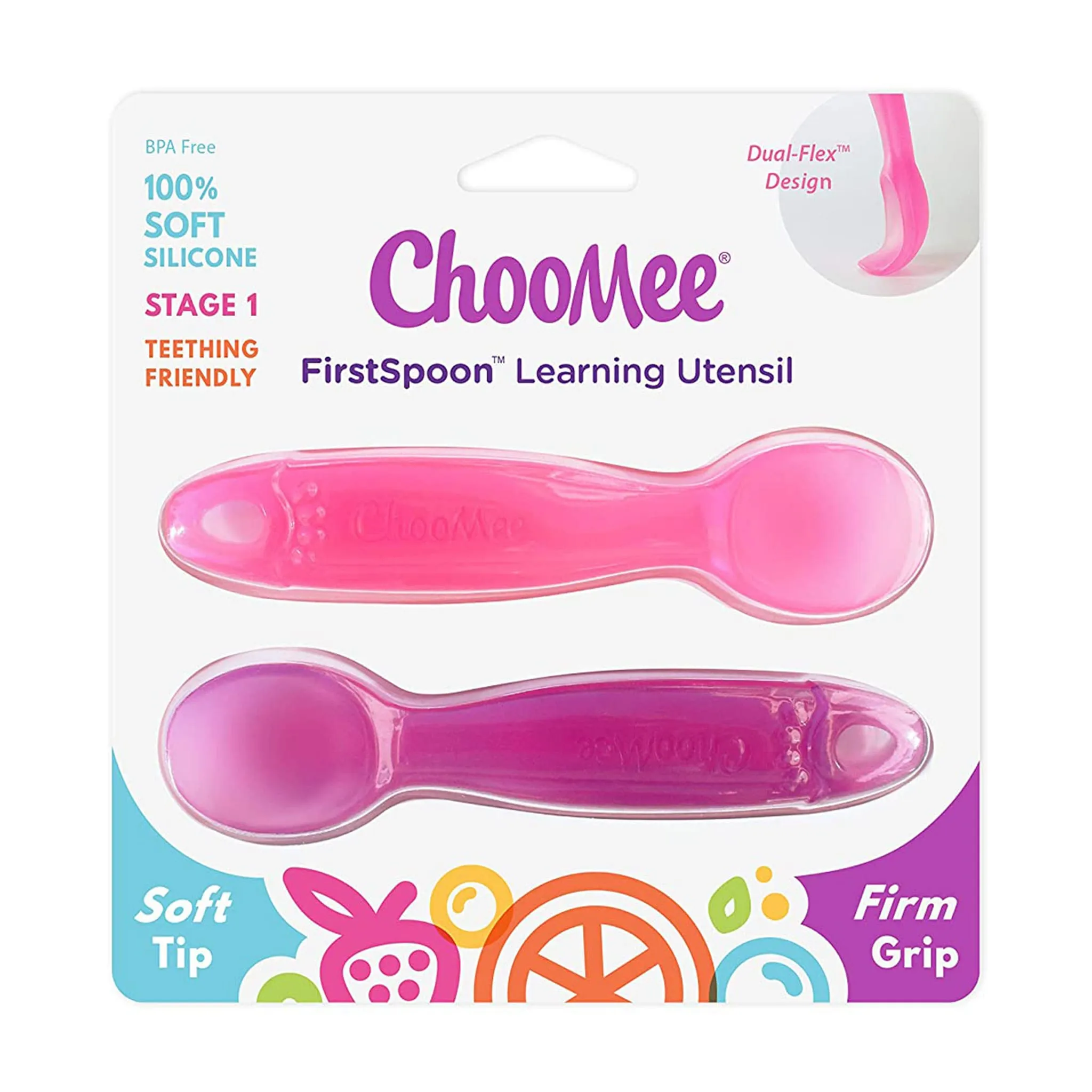 ChooMee Cuillère FirstSpoon Paquet de 2 - Rose Mauve