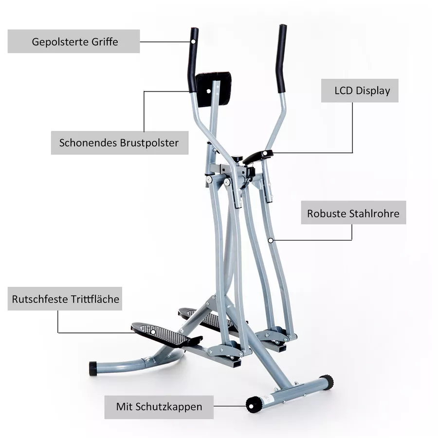 HOMCOM Crosstrainer mit LCD-Display grau
