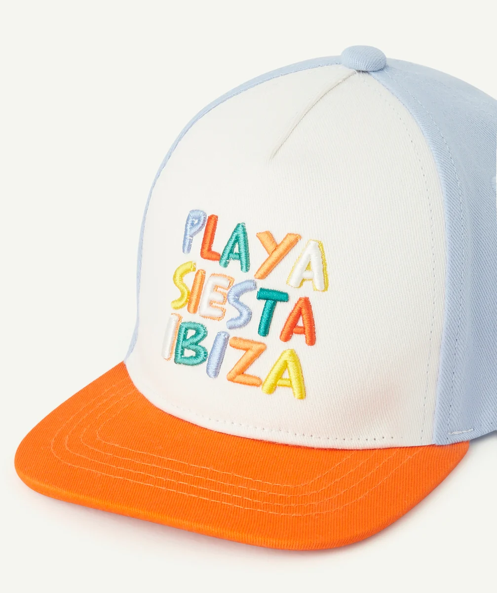 casquette bébé garçon en coton avec message coloré thème plage