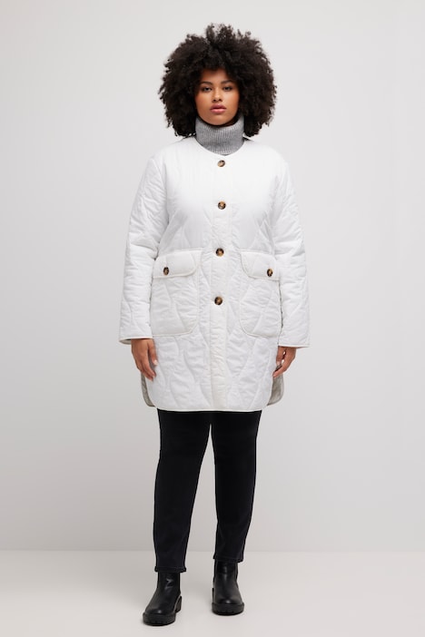 Steppjacke, warm wattiert, V-Ausschnitt, Wellenstepp