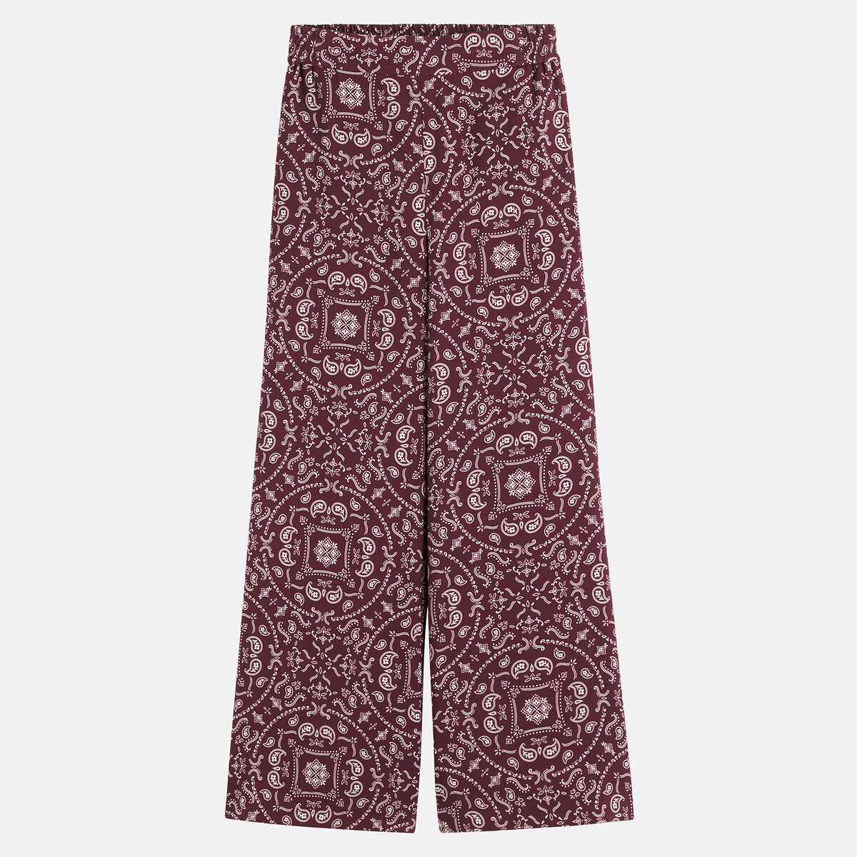 COLEÇÕES LA REDOUTE<br>Calças largas, cintura alta, estampa de cashmere