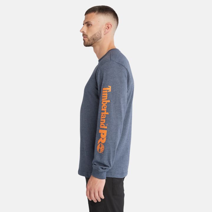Camiseta Timberland PRO Core Logo de manga comprida para homem, na cor roxa.