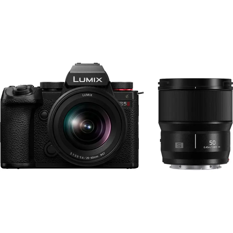 Appareil photo hybride Panasonic Lumix S5 Mark II + S 20-60mm f/3.5-5.6 + S 50mm f/1.8