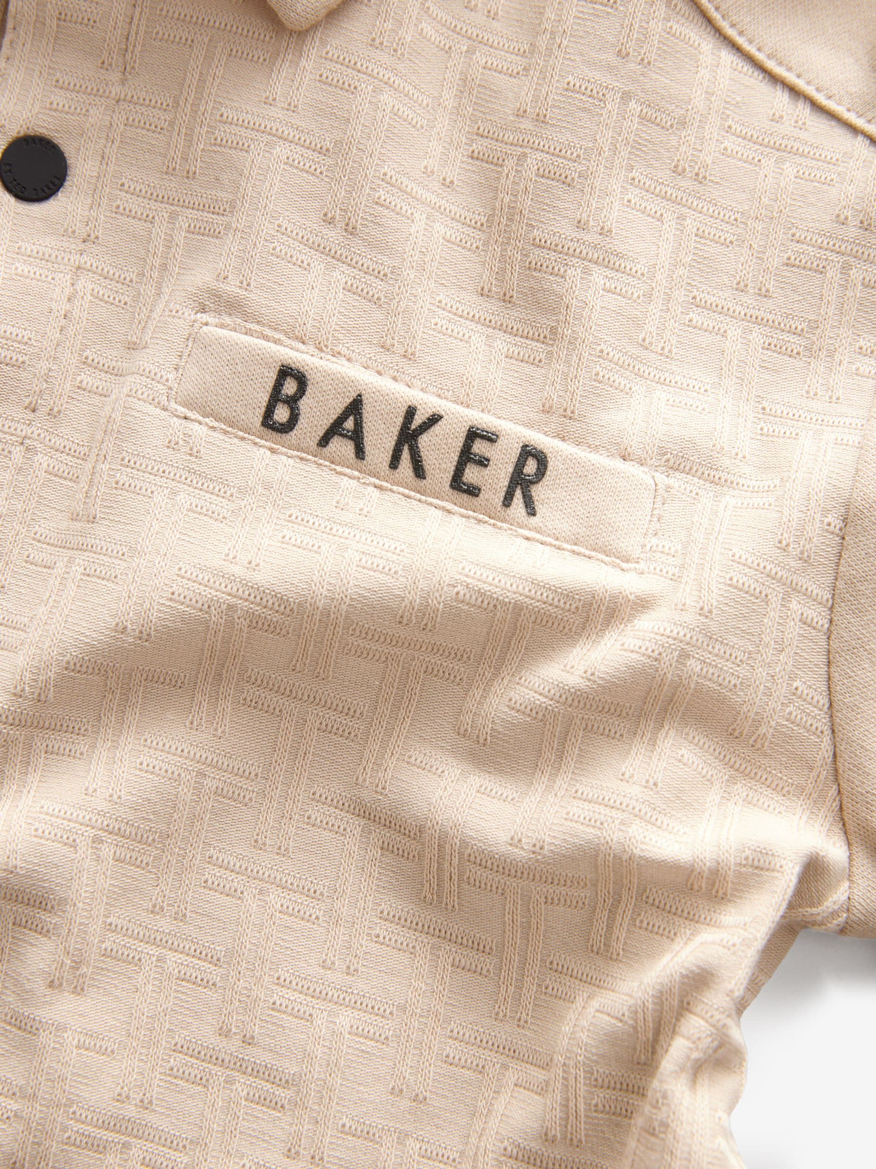 Pastelgeel - Baker by Ted Baker set van 100% katoenen poloshirt en broek met textuur