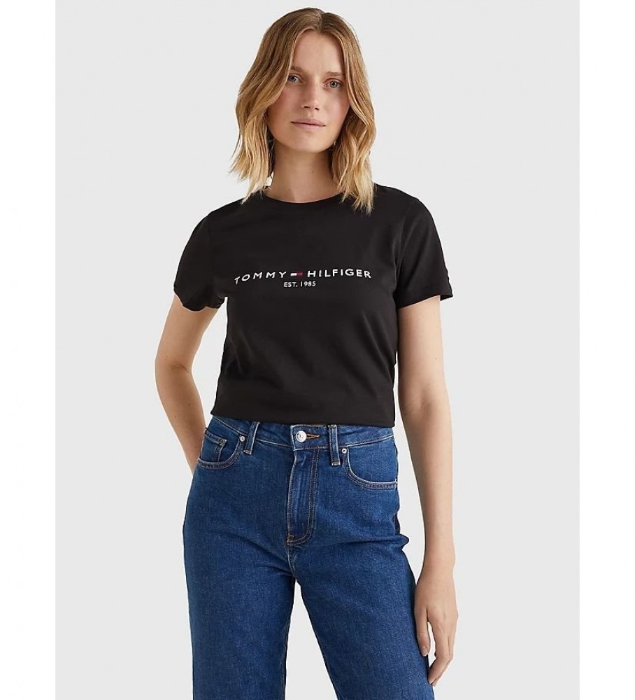 Camiseta Tommy Hilfiger Casual com Logo Preta