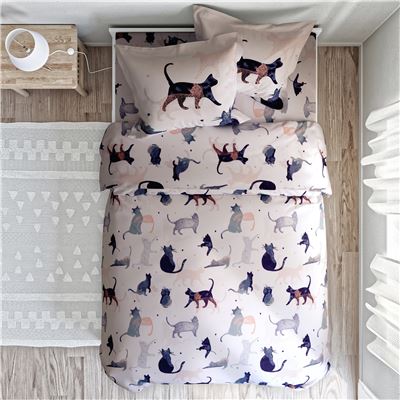 Linge de lit motif chats - BECQUET CRÉATION