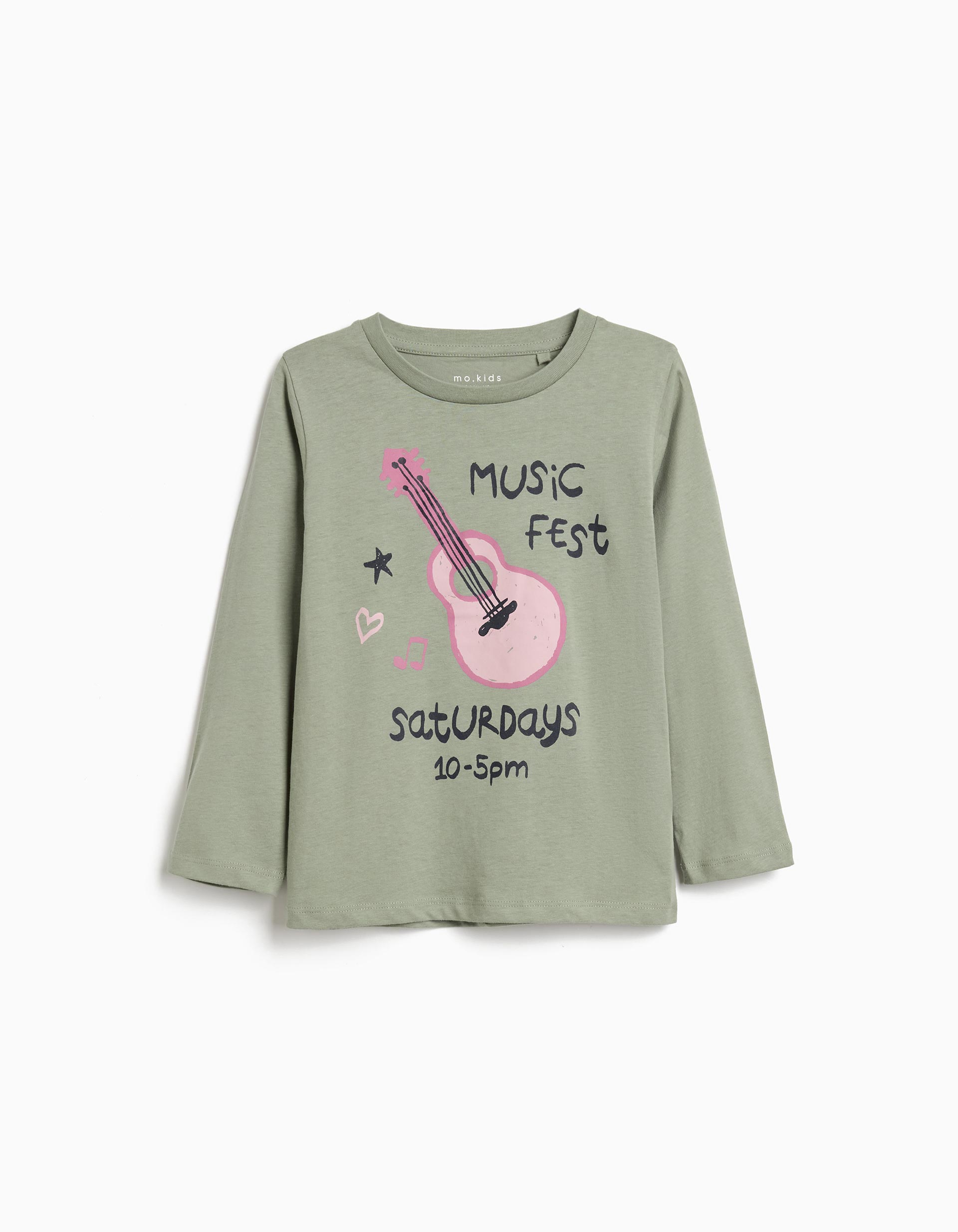 T-shirt de Manga Comprida Estampado, Menina, Verde