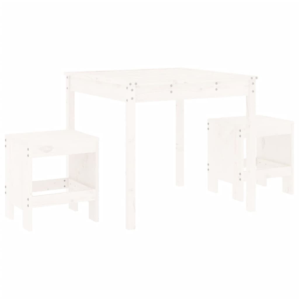 Ensemble de bistrot de jardin 3 pcs blanc bois de pin massif