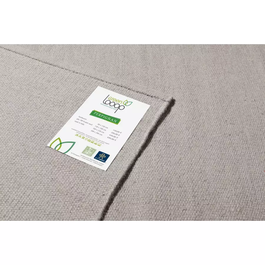 Green Looop Kelim Teppich Perpignan hellgrau