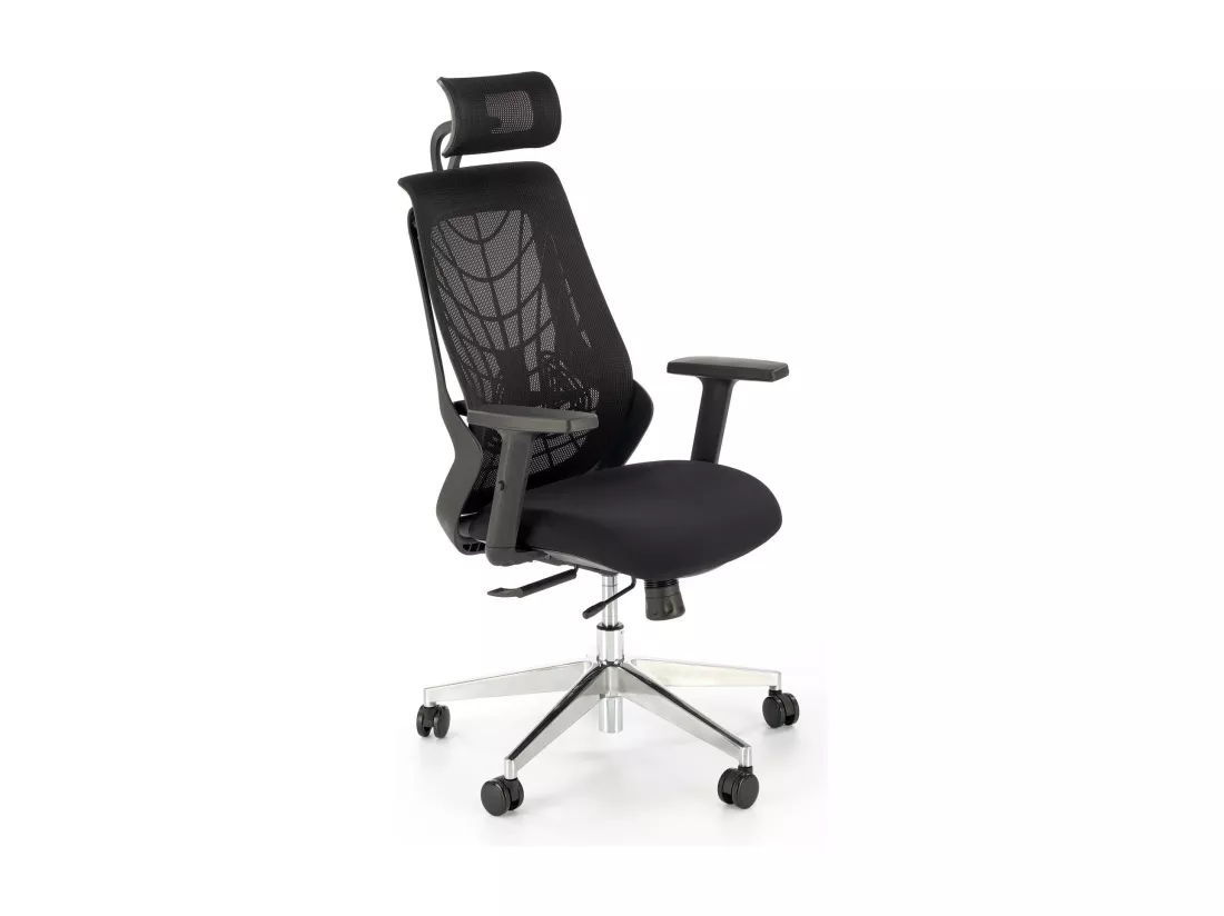 Fauteuil de bureau design tissu & mesh noir Gusto