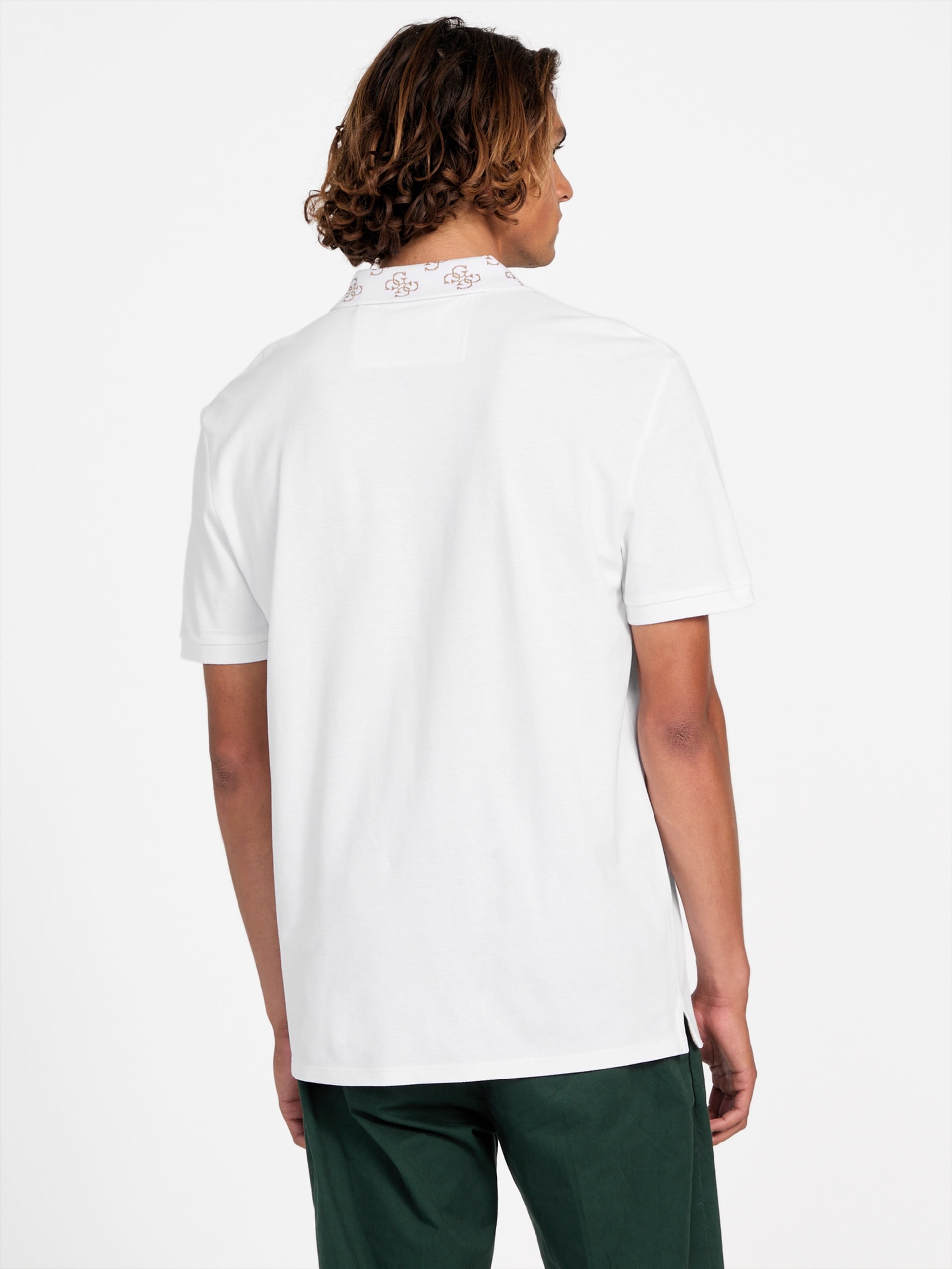 Polo com gola com logo em jacquard ecológico