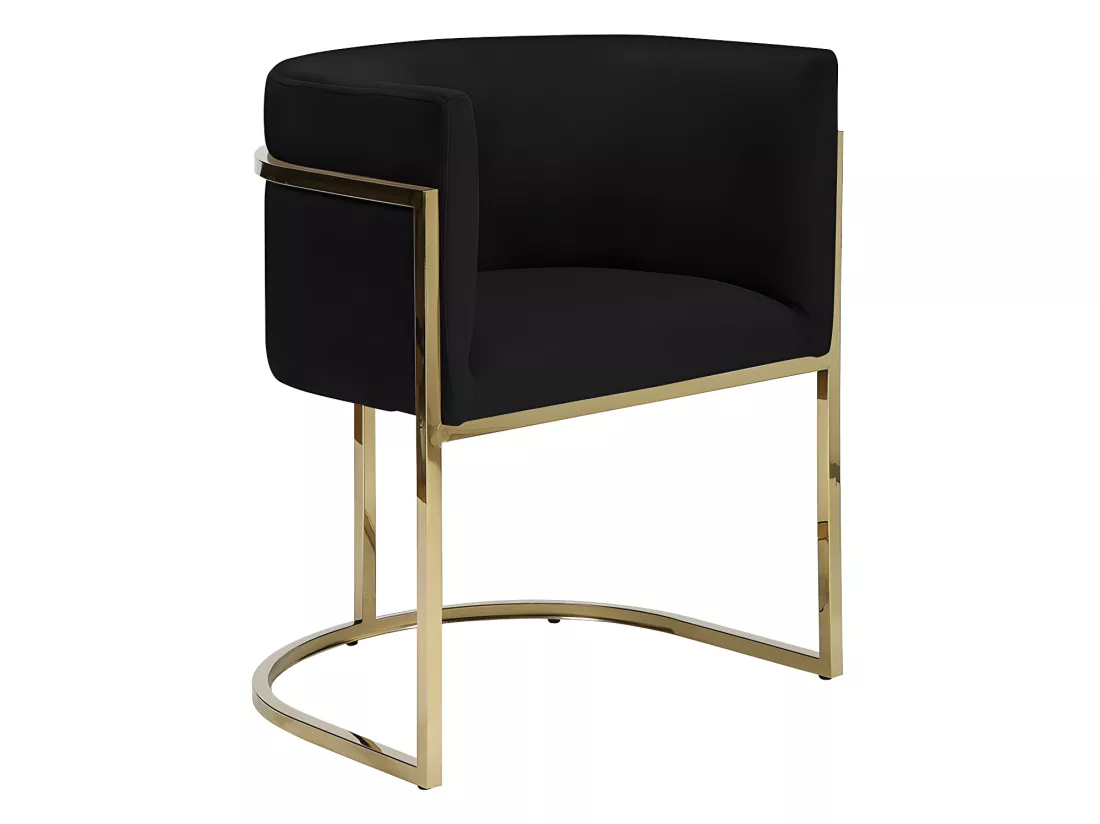 Lot de 2 chaises avec accoudoirs - Velours et acier inoxydable - Noir et doré - PERIA de Pascal MORABITO