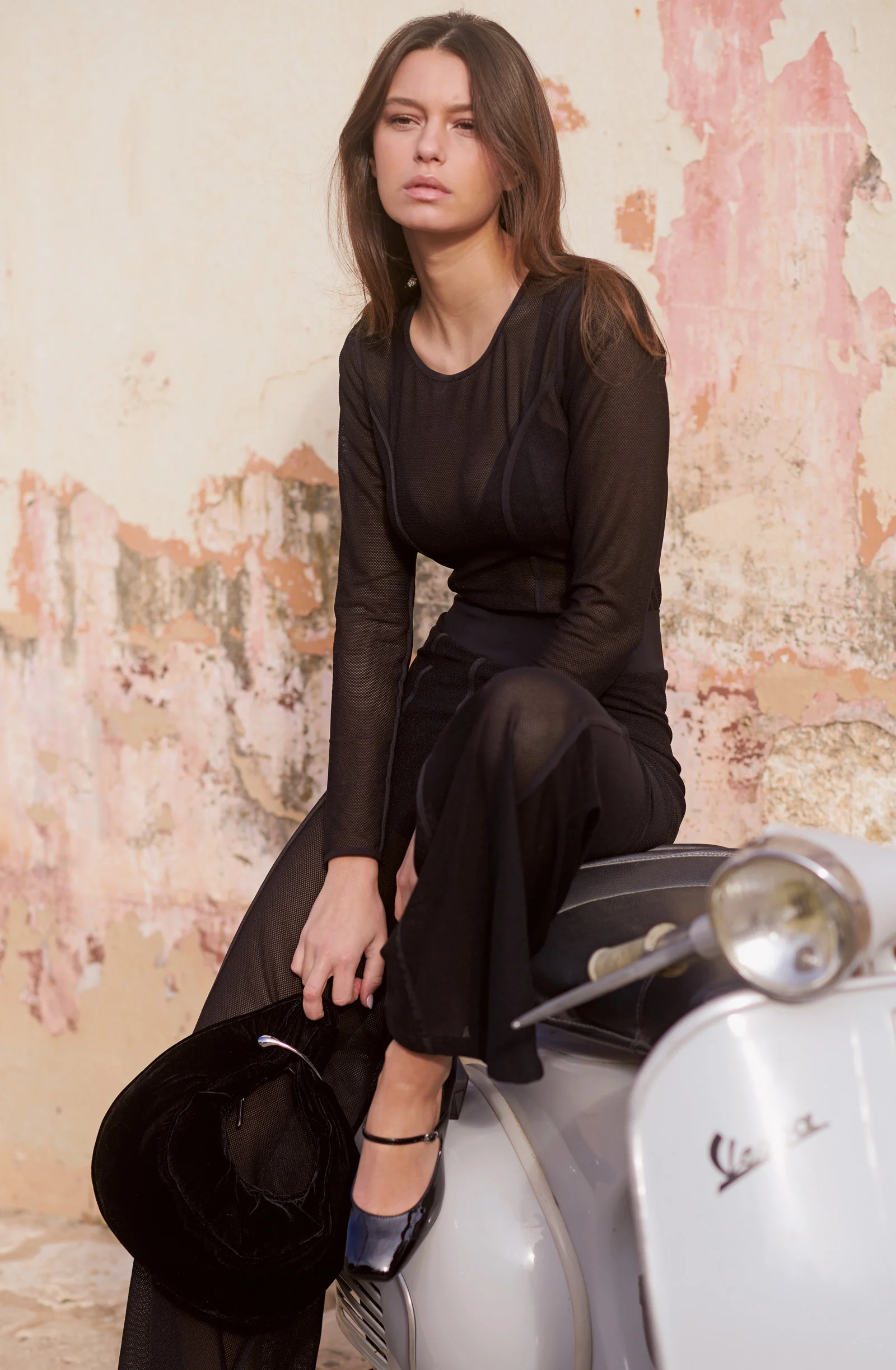 mili Pantalon en résille noir Noir