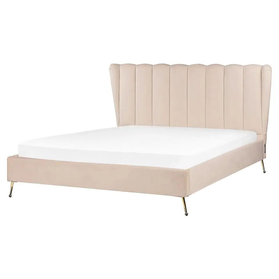 MIRIBEL - Tweepersoonsbed - Beige - 160x200 - Fluweel