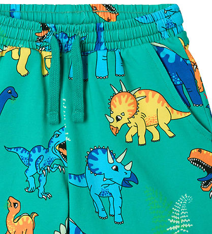 Småfolk Shorts - Teal m. Dinosaurier