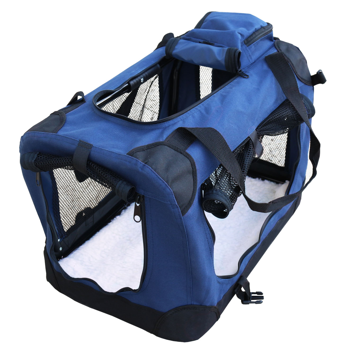 Transportadora dobrável para cães Yatek com entradas laterais e superiores, oferecendo alta visibilidade, conforto e segurança para o seu animal de estimação, tamanho G (70 x 52 x 52 cm).