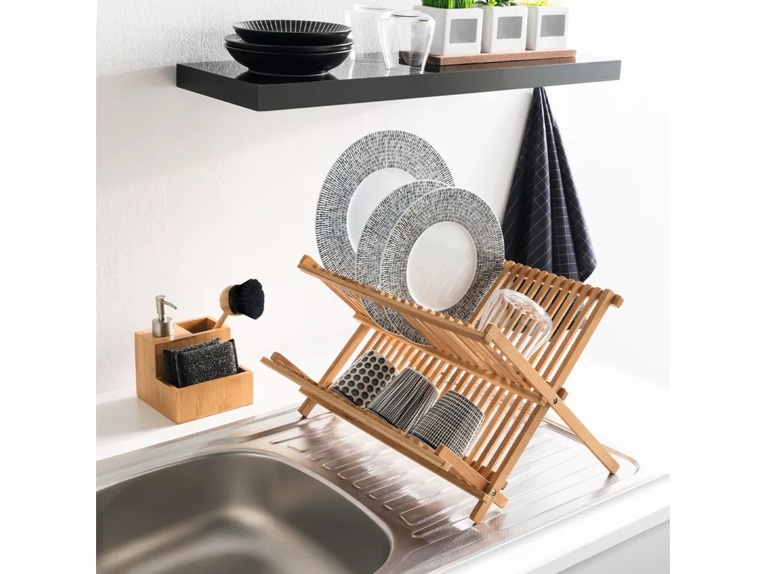 WELL HOME - Égouttoir pliable en bambou
