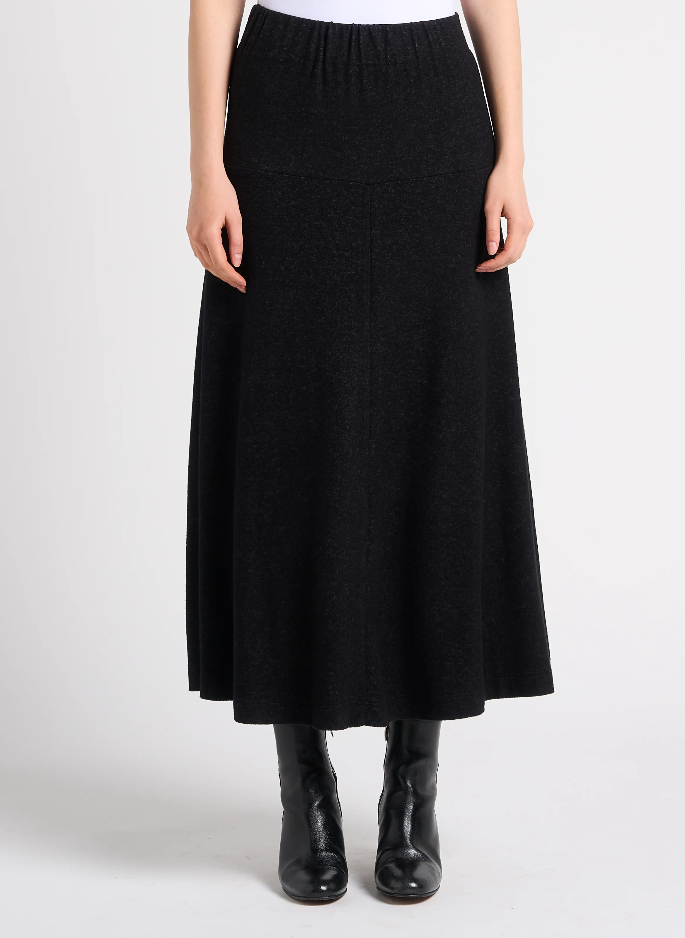 Jupe longue évasée en coton mélangé | Gris
