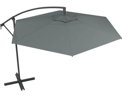 Soluna Lyon zweefparasol, Ø 300 cm, donkergrijs, inclusief kruisvoet