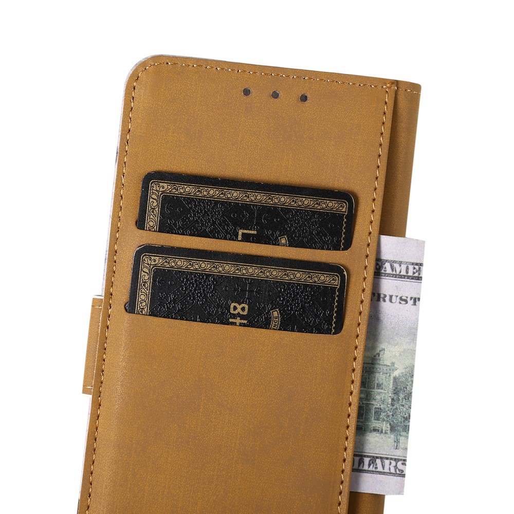 Samsung Galaxy S21 FE 5G Leder Tasche mit Kartenfächern Eiffelturm - Braun