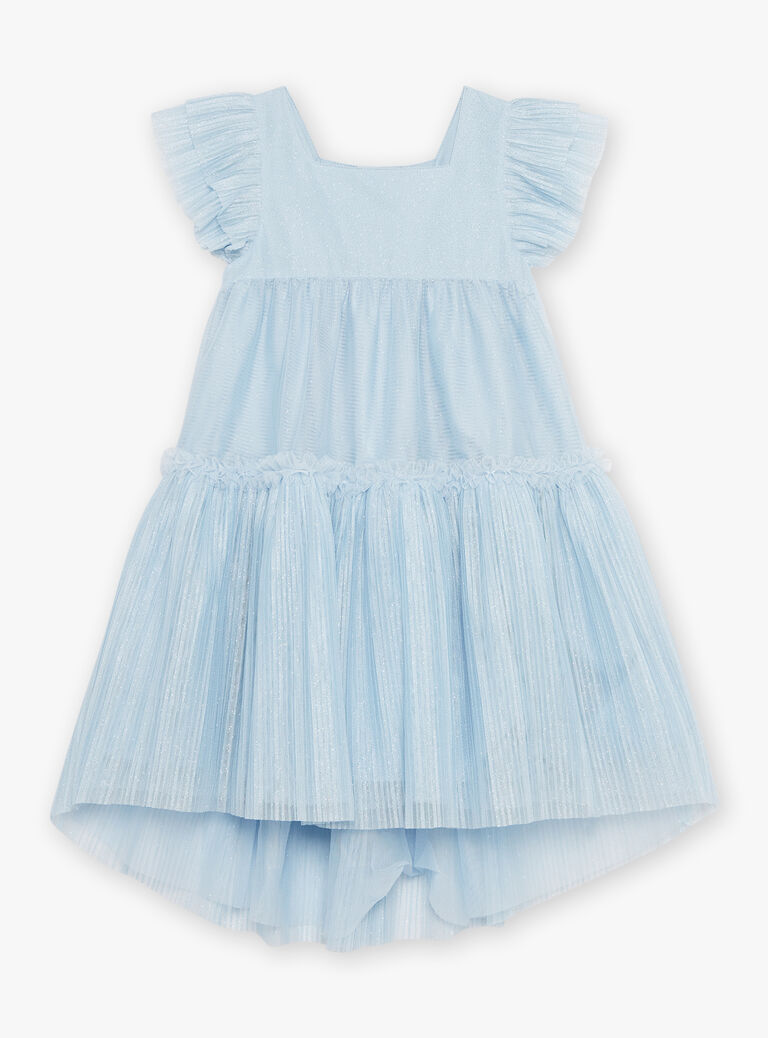 Robe bleu ciel en tulle pailletée