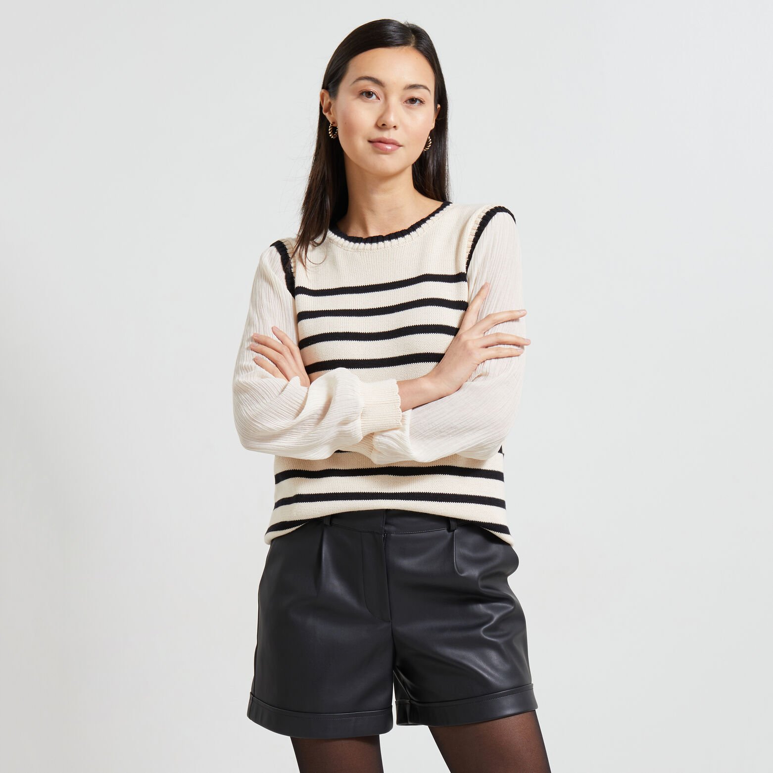 Pull avec manches chemise femme