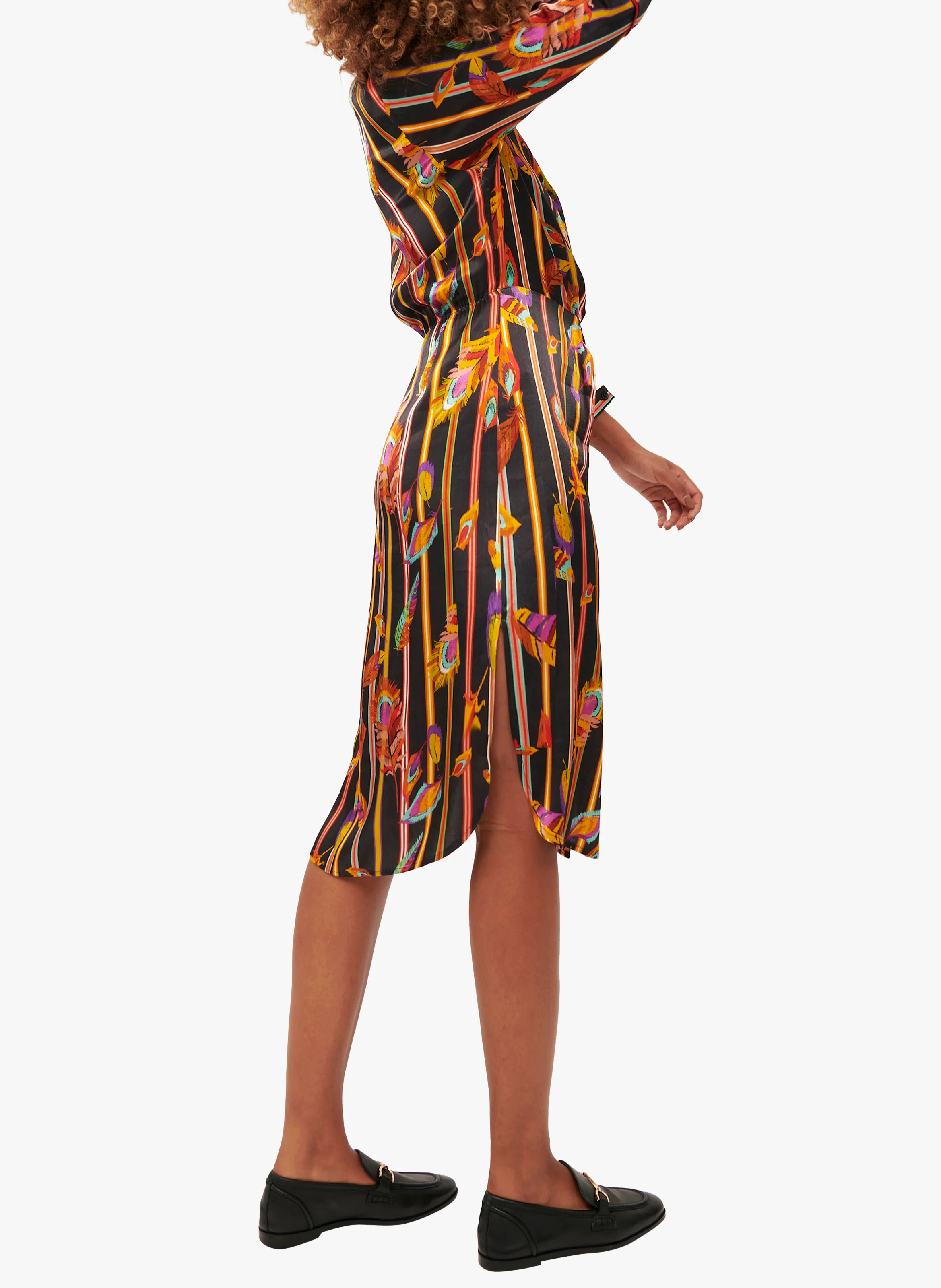 COLIBRI - Robe chemise col classique imprimée | Noir