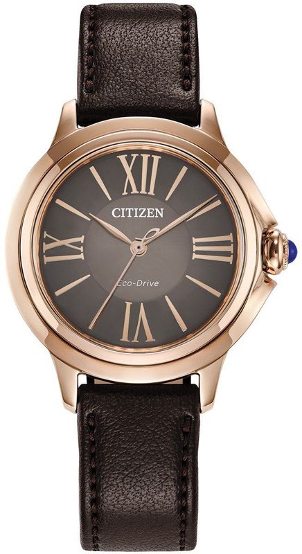 Citizen - EM1163-09X - Polshorloge - Bruin - Leren Band - Rozegoud