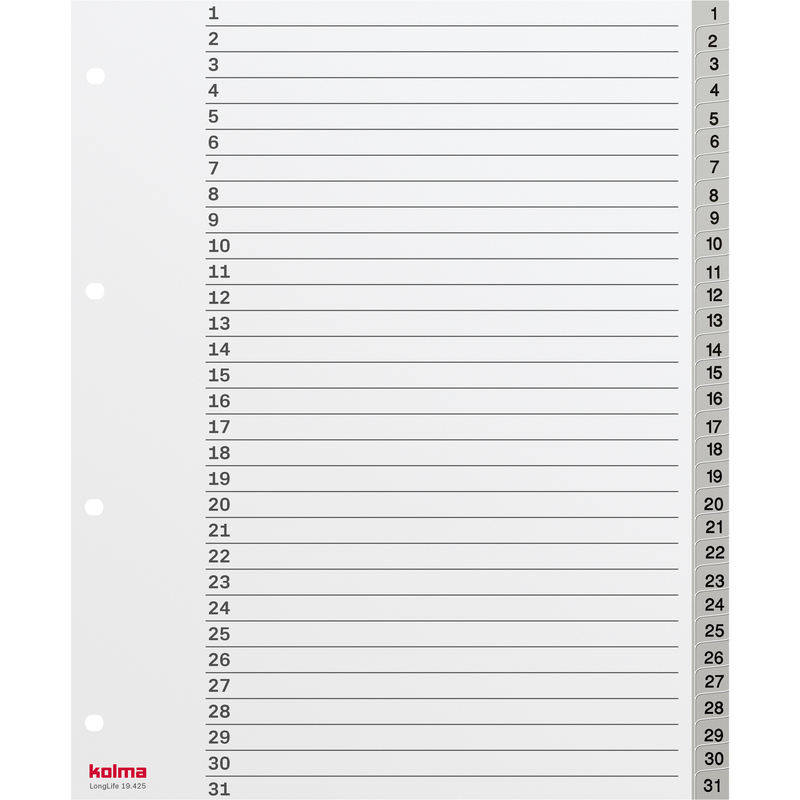 Kolma Register LongLife XL, A4+, 1-31