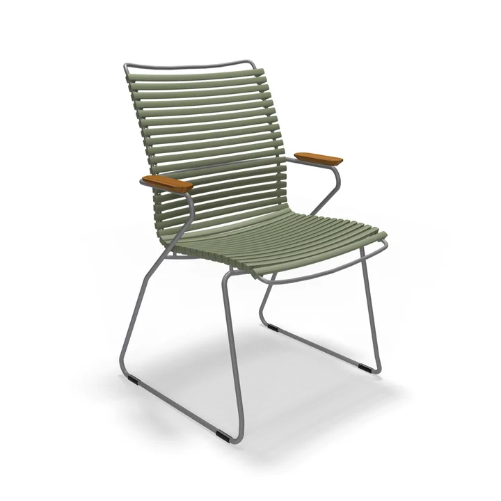 HOUE - CLICK Outdoor Dining Armlehnstuhl mit hoher Lehne, olivgrün