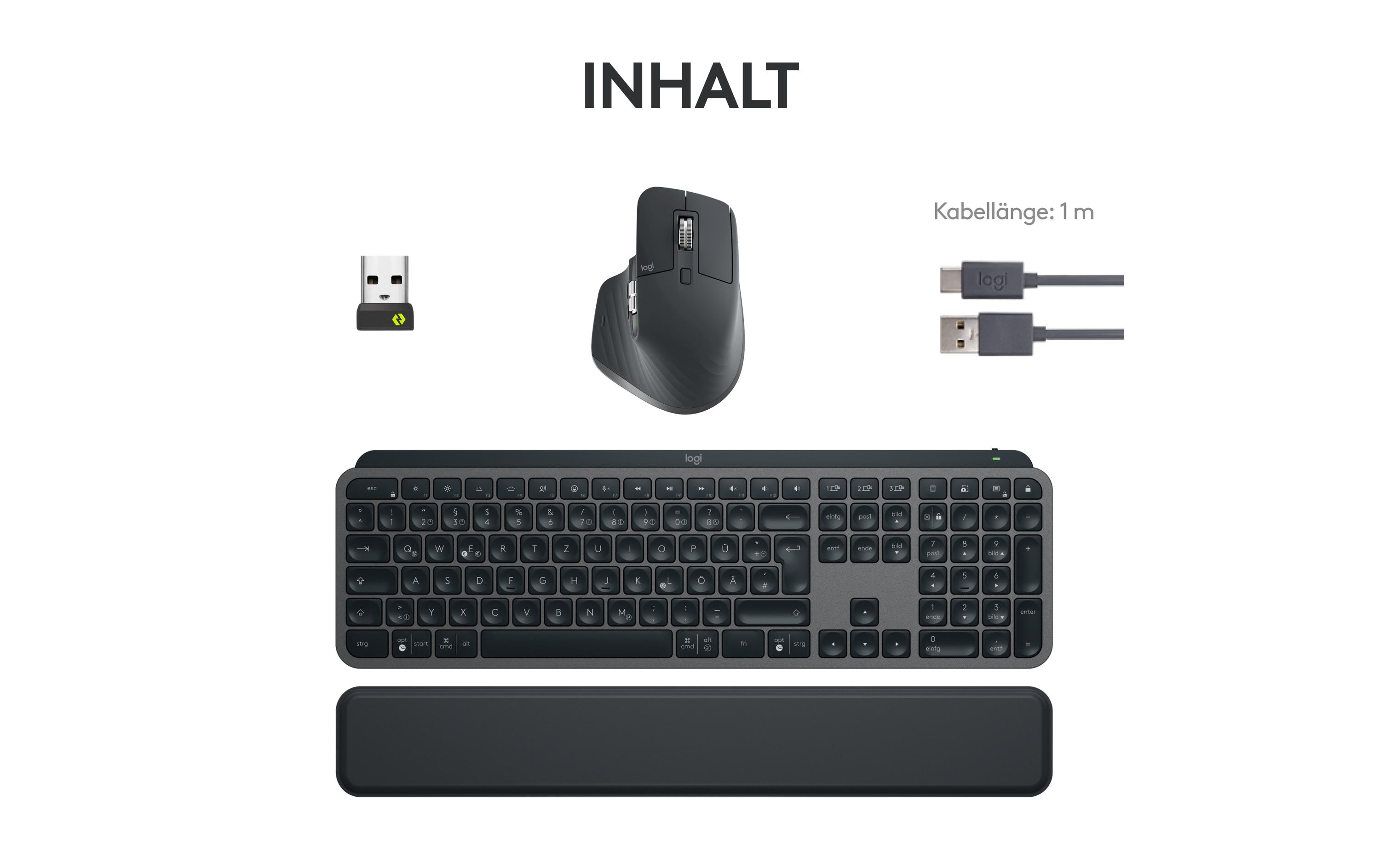 Tastatur-Maus-Set MX Keys S Combo<br>Komfortables Tastatur- und Maus-Set mit Multi-Device Kopplung und intelligenter Tastaturbeleuchtung