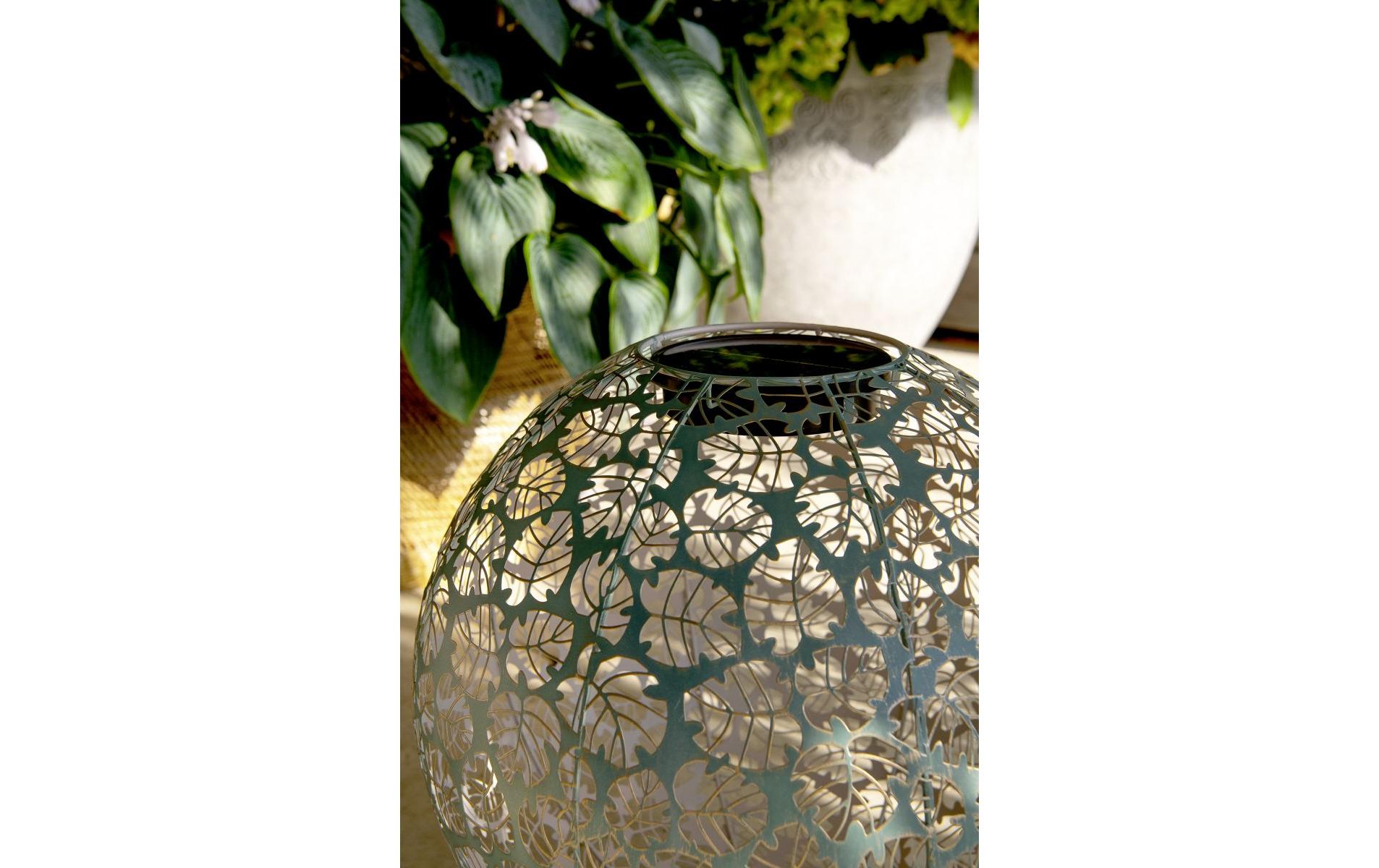Windlicht Solar Antic Ball Monstera Ø 30 cm, DunkelgrünSolarleuchte zum Aufstellen