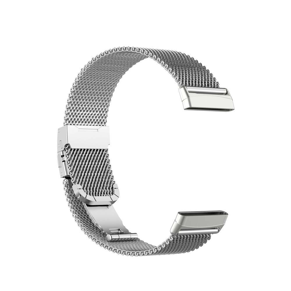 Fitbit Versa 3 / Sense Edelstahl Armband Milanaise mit Butterfly Verschluss (Gelenkumfang 180-235 mm) - Silber