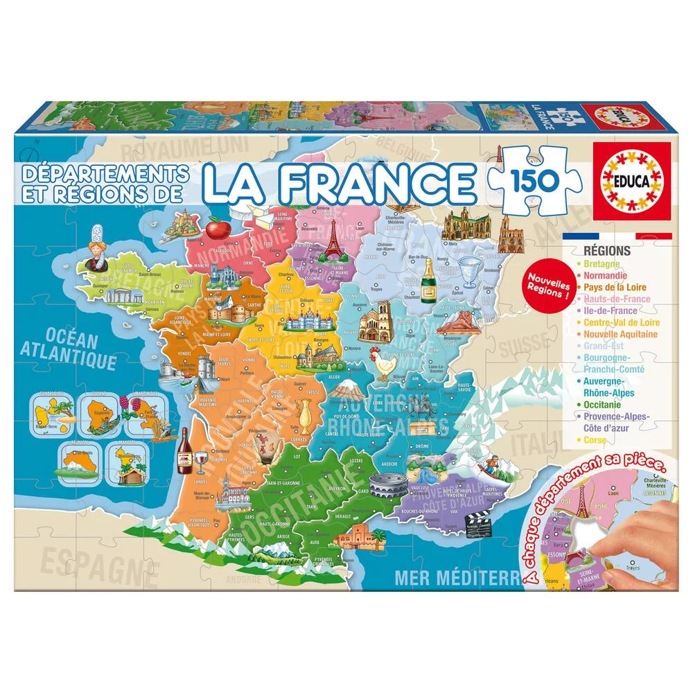 PUZZLE 150 DÉPARTEMENTS ET RÉGIONS DE LA FRANCE