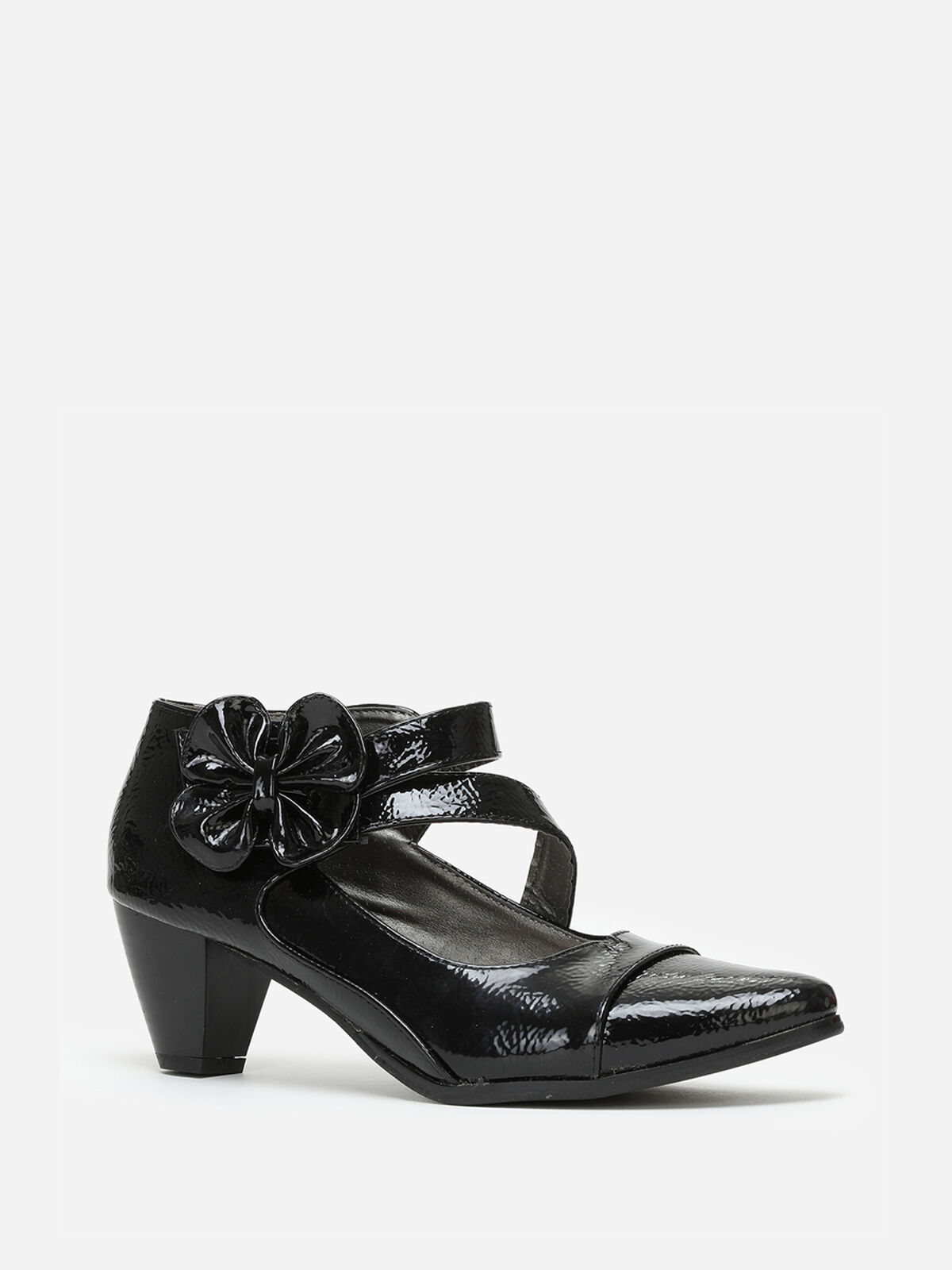 Escarpins vernis avec brides- Noir