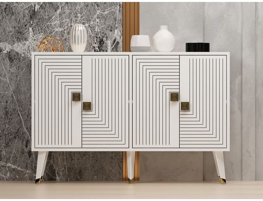 CONCEPT1 - Bahut Ahart blanc or 120 x 30 x 80cm
