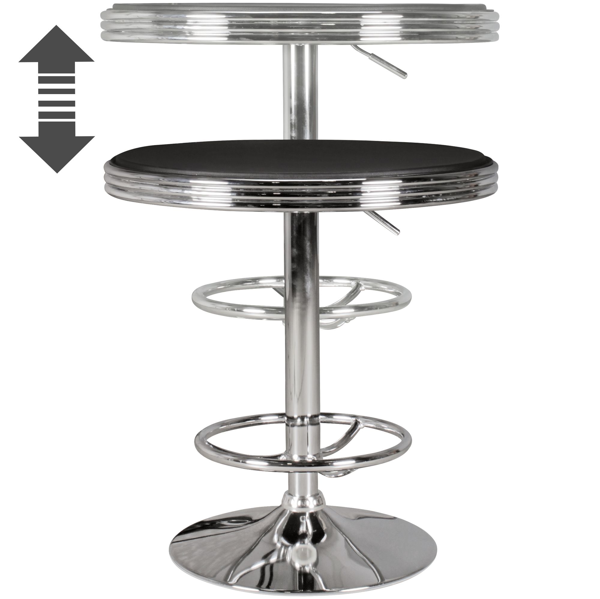 KADIMA DESIGN Retro-Bartisch, Verstellbare Höhe, Aluminium-Look, Kunstleder - Trendig & Stabil
