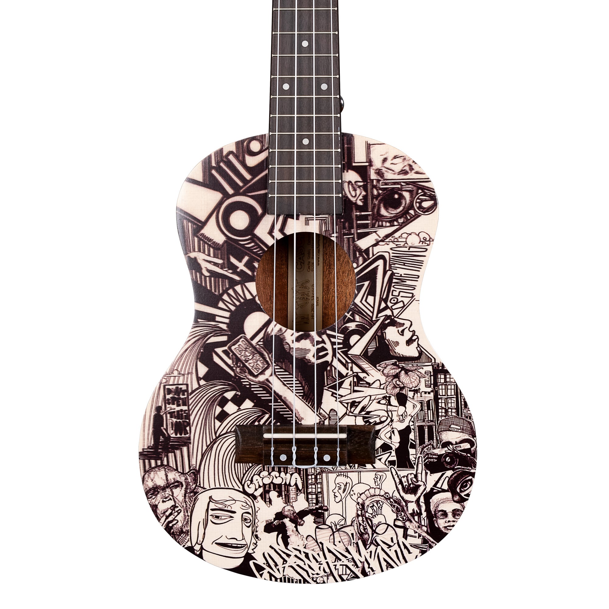 Cascha HH 2609 Art Series Sketch tenor ukelele massief spar bovenblad met gigbag