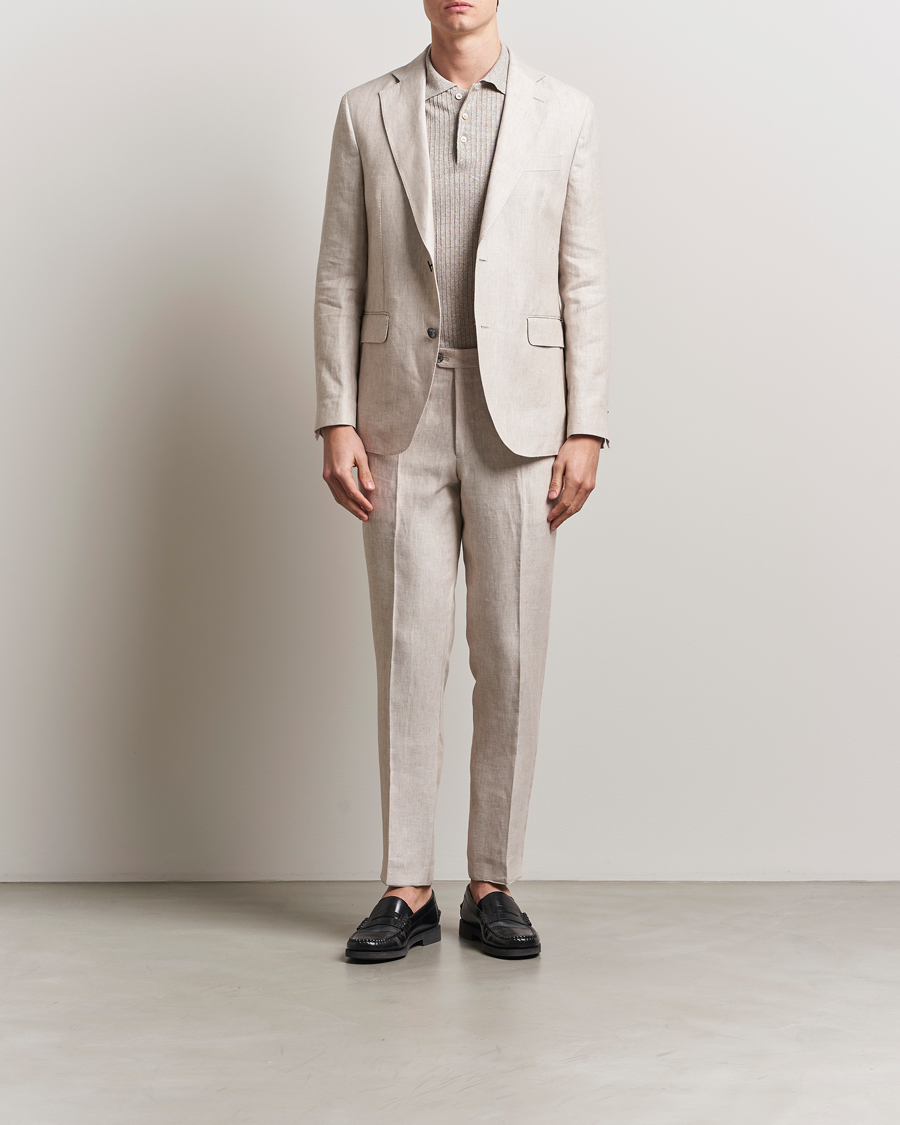 Oscar Jacobson Denz Linen Trousers Off White