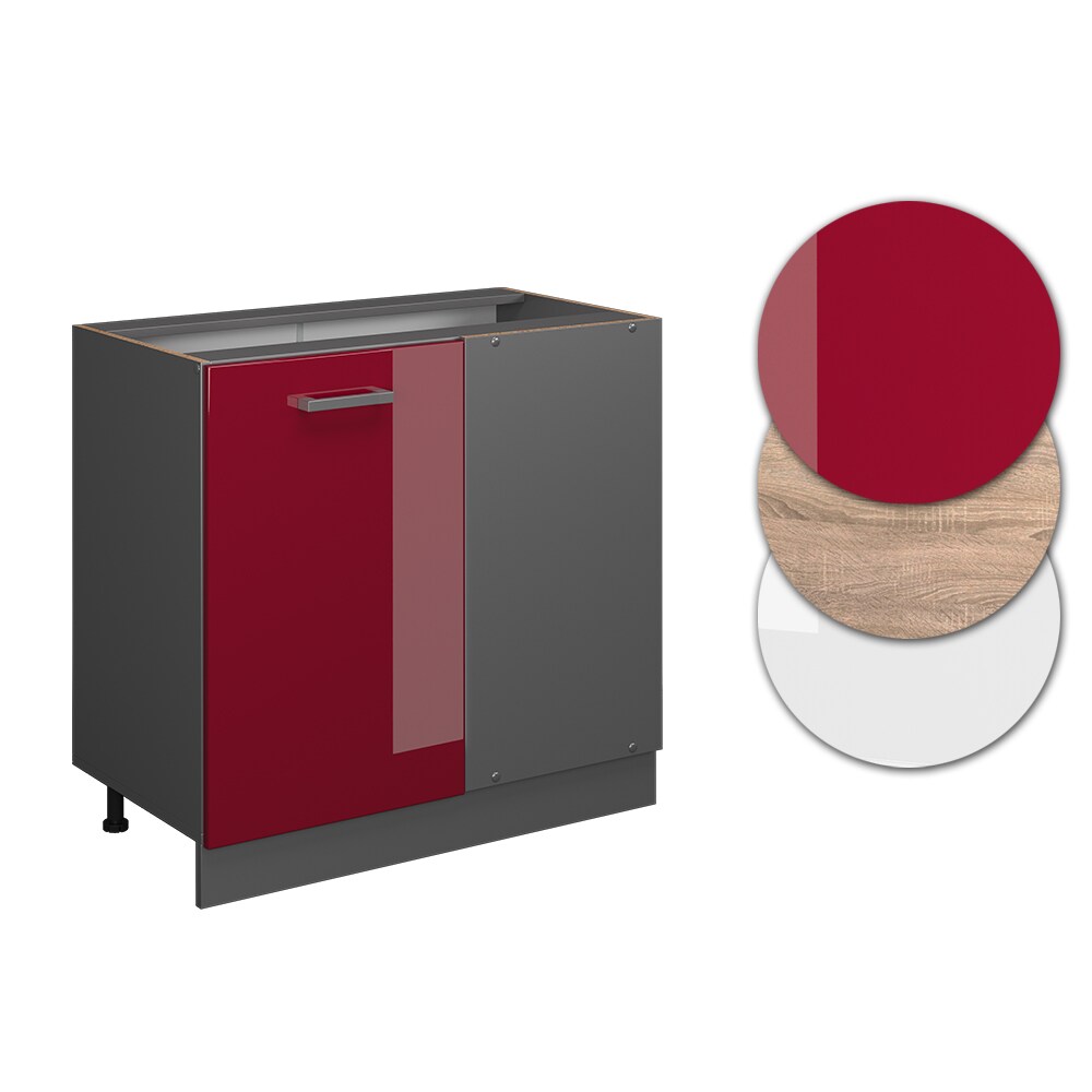Vicco Eckunterschrank Küchenschrank Küchenzeile R-Line 86 cm Anthrazit Bordeaux Tür
