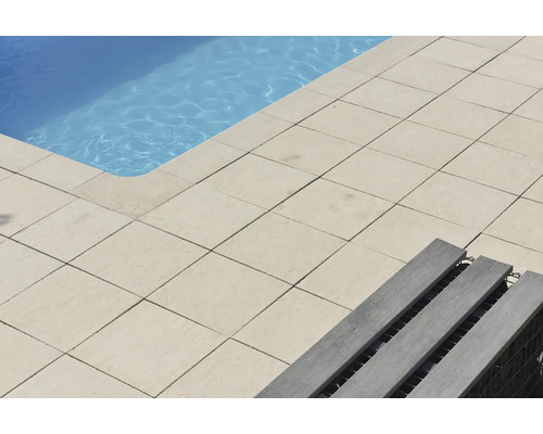 Zwembadrandsteen Aquitaine terrasaansluitplaat beton wit 49,5 x 48,5 x 3,2 cm