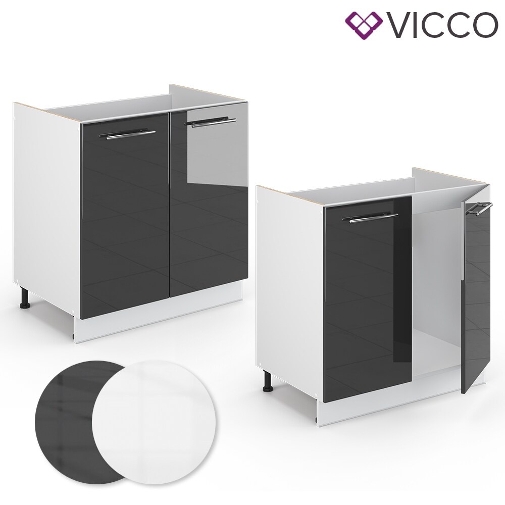 VICCO Spülenunterschrank 80 cm Anthrazit Küchenzeile Unterschrank Fame