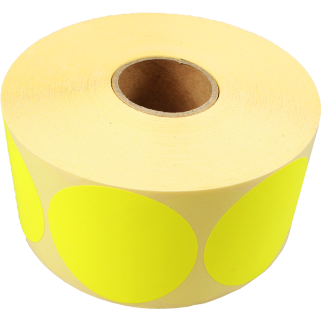 Etiket, Reclame-etiket, papier, permanent, ∅62mm, fluor/geel