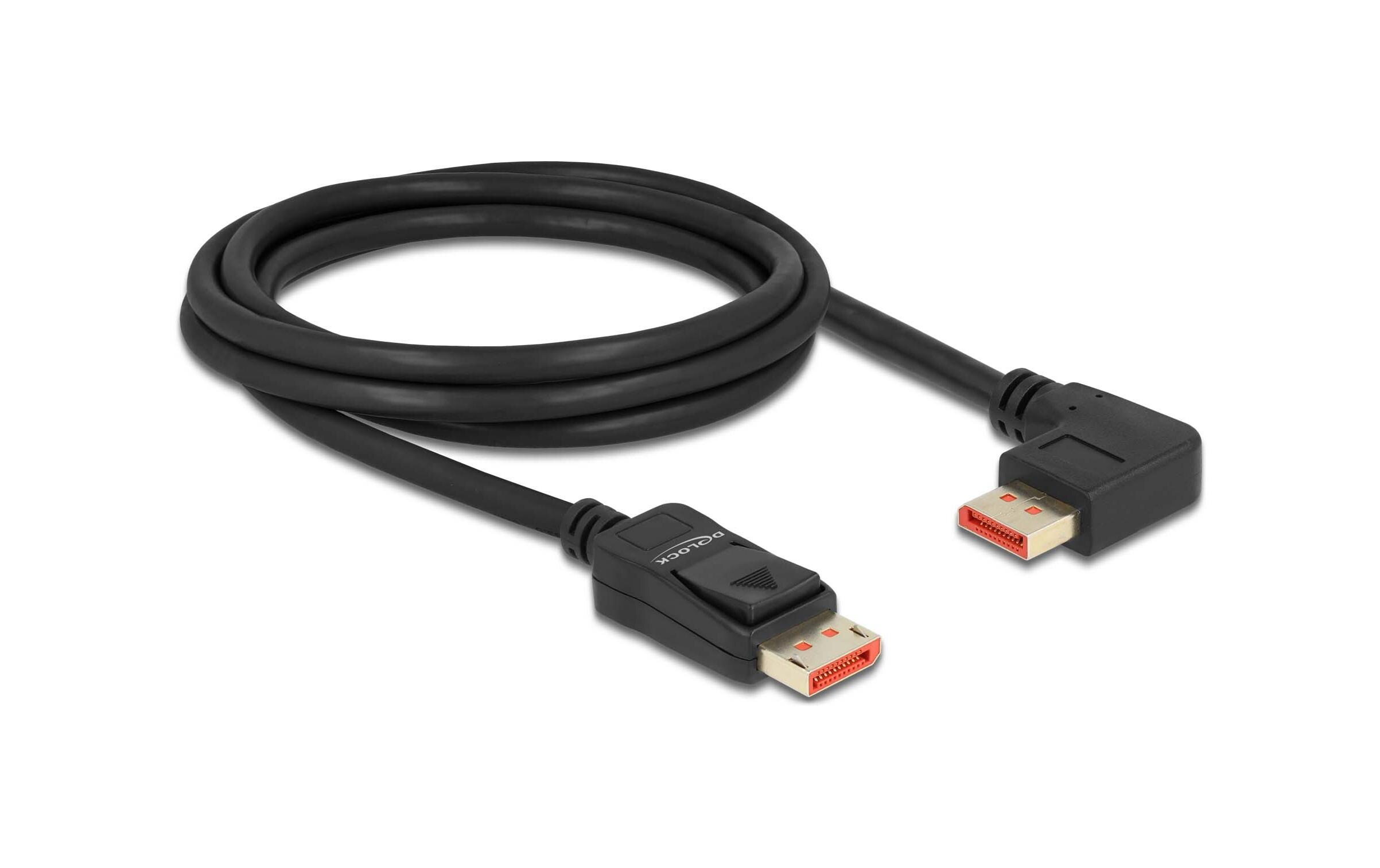 Kabel Links gewinkelt DisplayPort - DisplayPort, 2 mDisplayPort Kabel Stecker gerade zu Stecker 90° links gewinkelt 8K 60 Hz 2 m