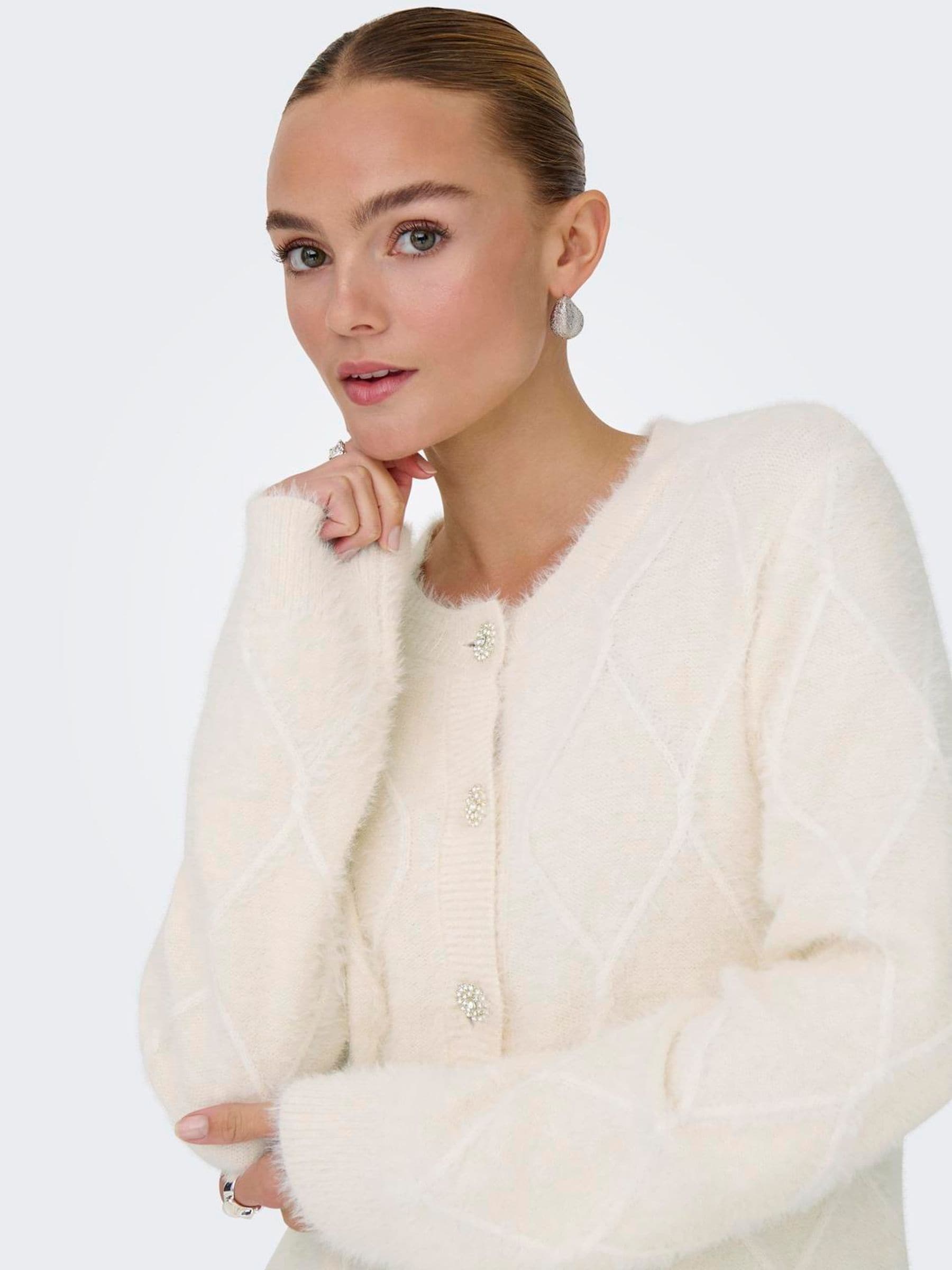 JDY Jewel Button Round Neck Cardigan