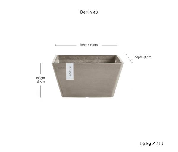 Ecopots Kunststoff-Topf Berlin, quadratisch