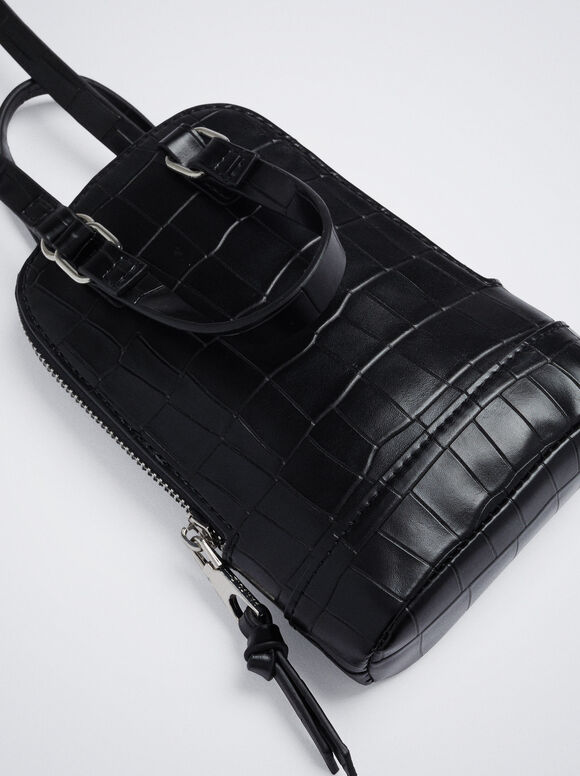 Bolsa para celular com estampa animal - Preta