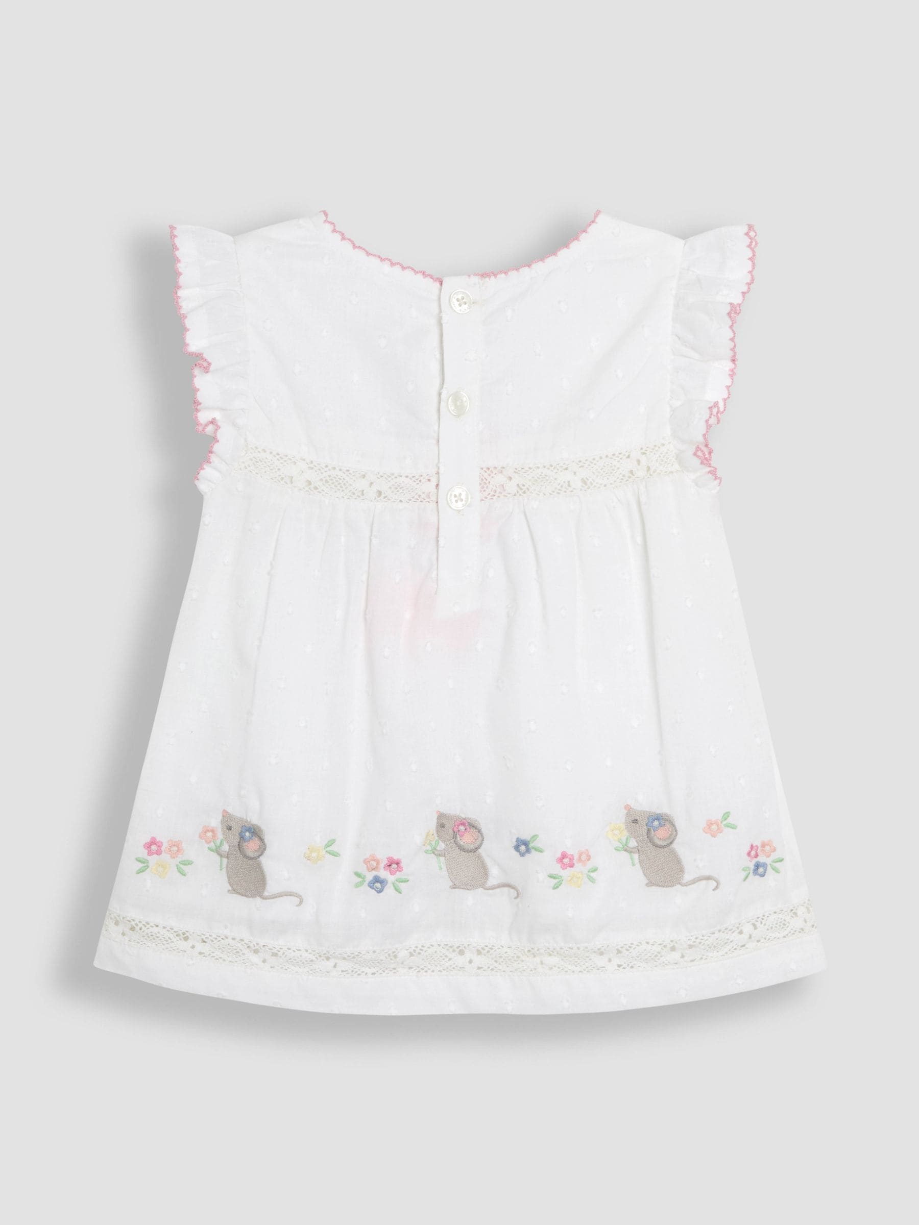 JoJo Maman Bébé Appliqué Ruffle 100% Cotton Blouse