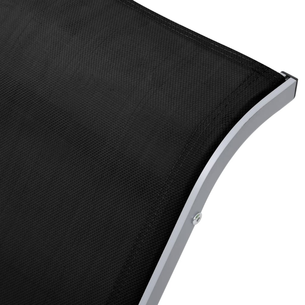 Transat chaise longue bain de soleil lit de jardin terrasse meuble d'extérieur textilène et aluminium noir