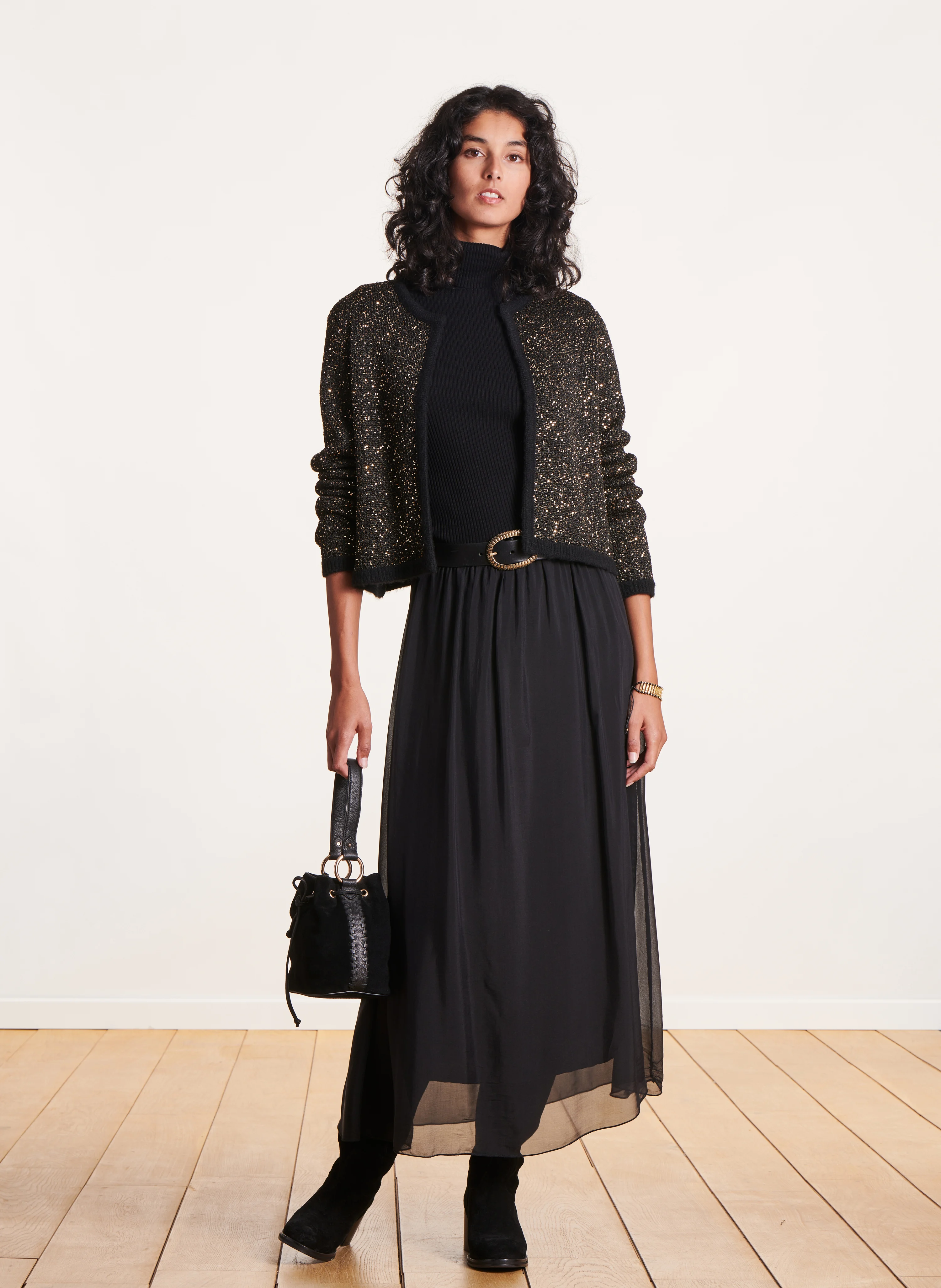 Jupe longue droite| Noir